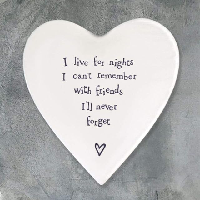 East of India Heart Coaster I live for nights I cant remember with friends Ill never forget NEW STOCK 2016