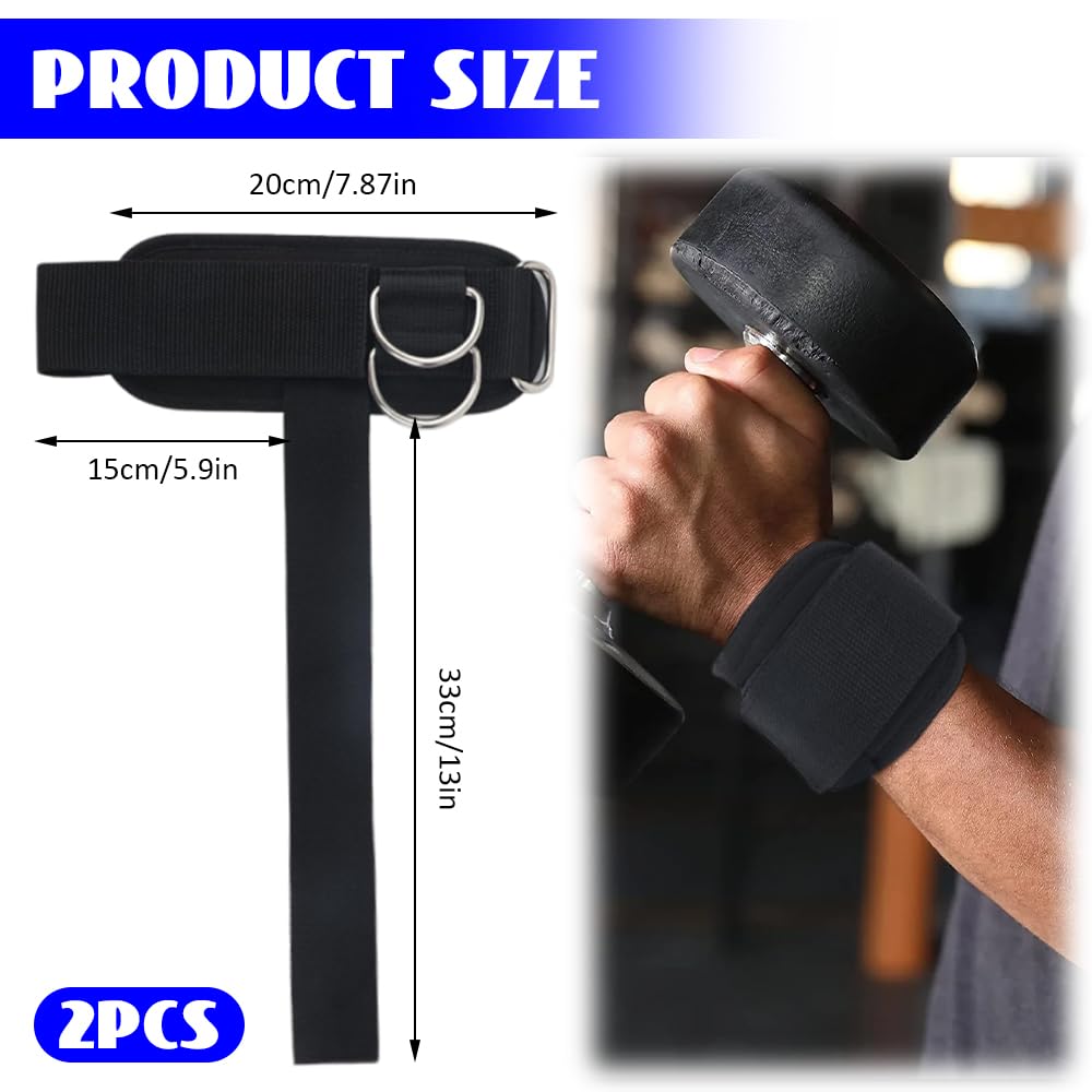 Sangles De Tirage Musculation – 2 Pièces, Velcro, Anneau En D – 33 Cm, Rembourrées – Pour Haltères, Deadlift, Câble