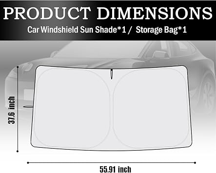 Car Windshield Sun Shade,Foldable Windshield Cover Sun Shade Compatible with Tesla 2017-2026 Model 3/Y,Oxford Cloth Car Sunshades for Windshields for Blocking Sunlight with Storage Bag