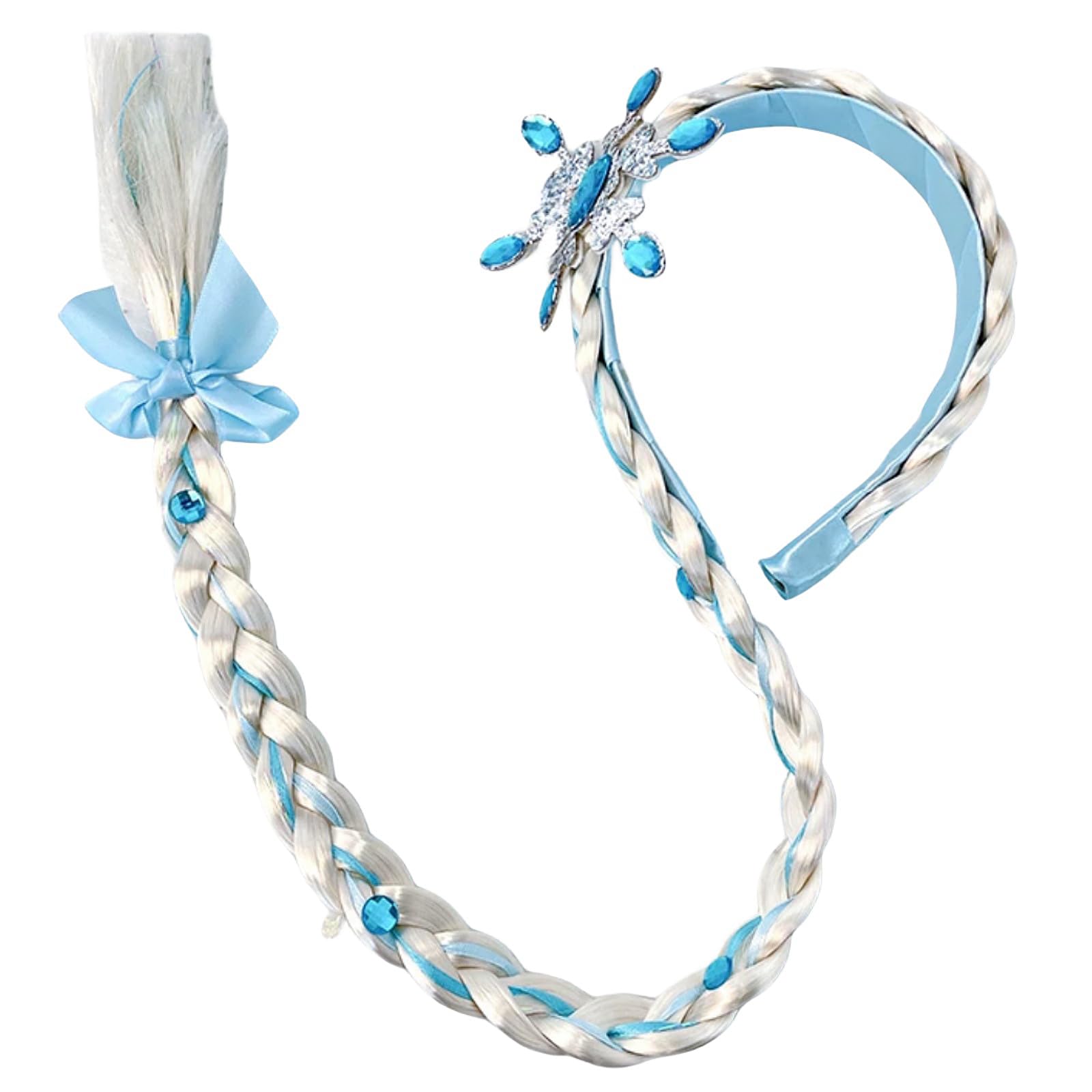 Serre-tête Et Postiche De Princesse Reine Des Neiges – Tresses Longues Pour Enfants – Accessoire Cosplay Et Anniversaire Magique