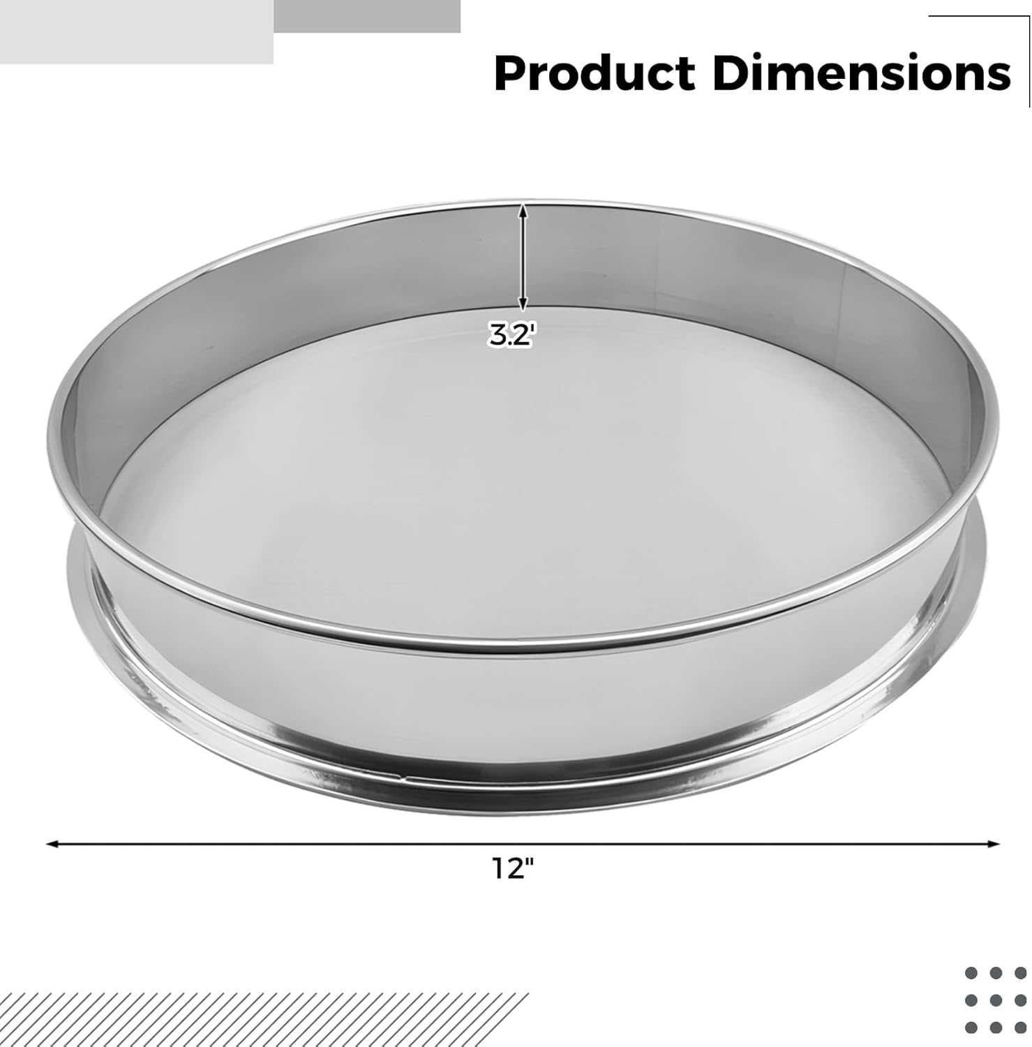 12 Inch Fine Sifter For Baking, Stainless Steel 100 Mesh Strainer For Flour, Sugar, Spices, And Powdered Ingredients