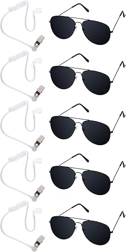 Juego de gafas de sol negras de juguete Cosplay con tapones para los oídos portador de anillo para disfraz de Halloween