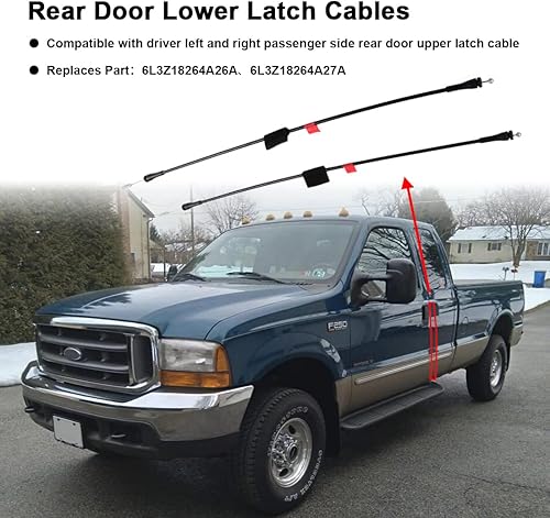 Miniatura 2 de Cables de pestillo inferior de la puerta lateral derecha trasera izquierda para 1997-2003 F150 2004 F150 Heritage 1997-1999 F250 Reemplaza#