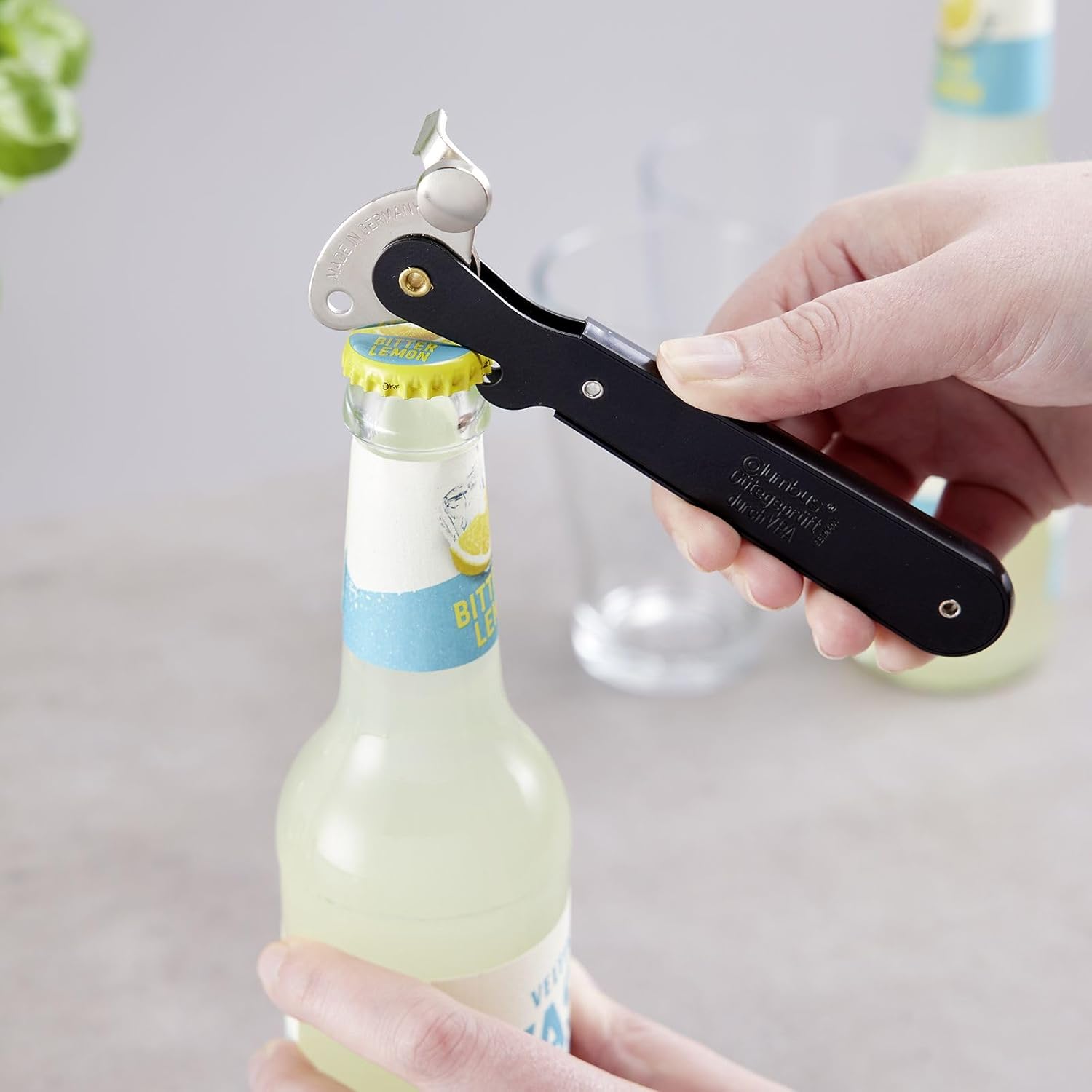 Westmark Lever can Opener Columbus – Narrow can Opener with Bottle Opener Ideal for Opening cans and Bottles – Black, 1025227S