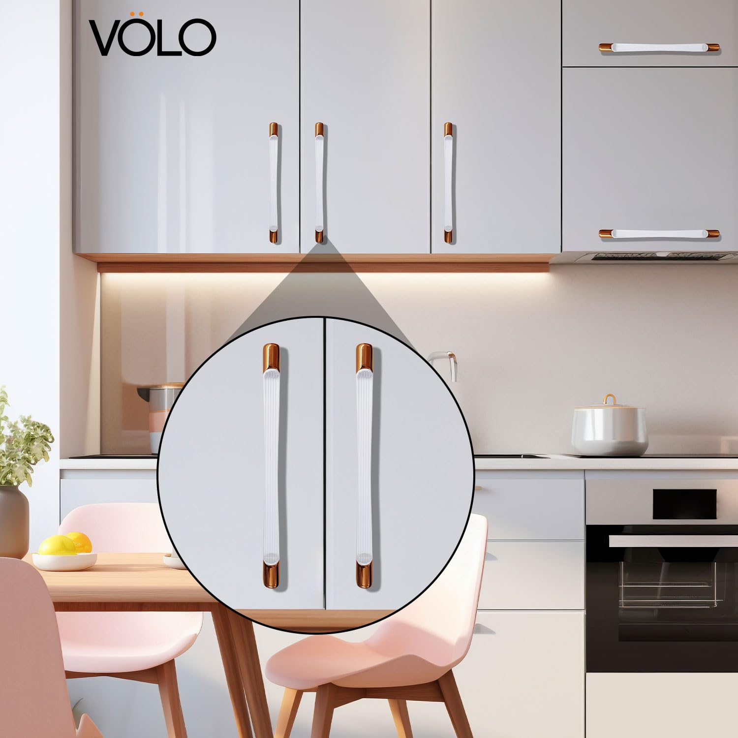 VOLO Rose Gold Cabinet Handles - Sleek Pulls -6 VOLO Rose Gold Cabinet Handles - Sleek Pulls -6