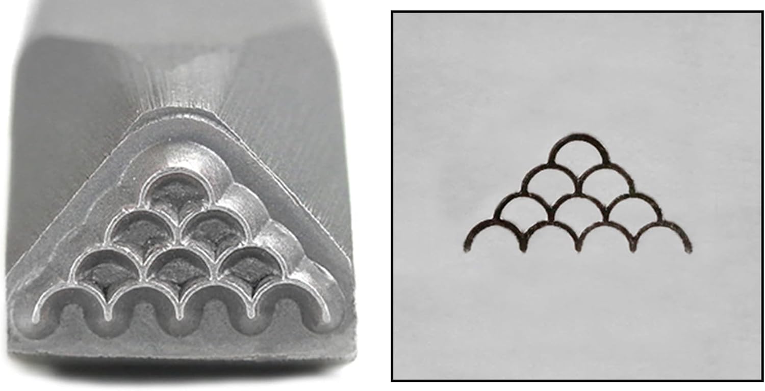 Mermaid Scales Metal Stamp, 8mm Fish Dragon Scale Pattern Punch Stamping Tool for Hand Stamped DIY Jewelry Crafts - Beaducation Original Metal Design Stamps