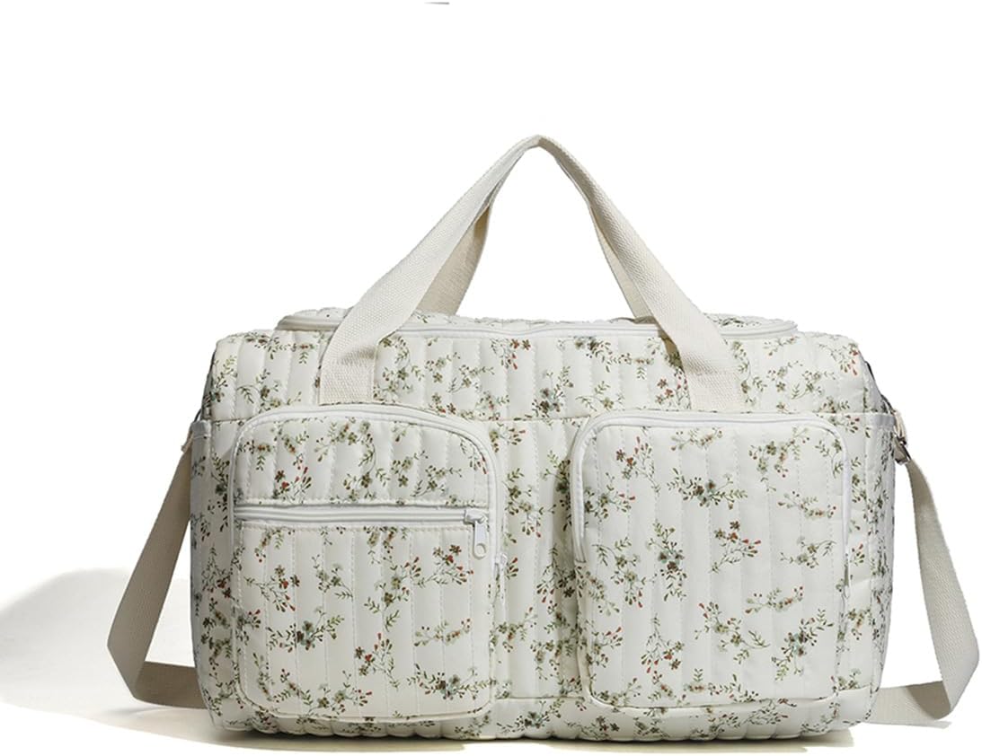 Cute Quilted Diaper Bag Large Capacity Pattern Cute Duffle Bag Portable & Lightweight for Hospital and Weekend Travel