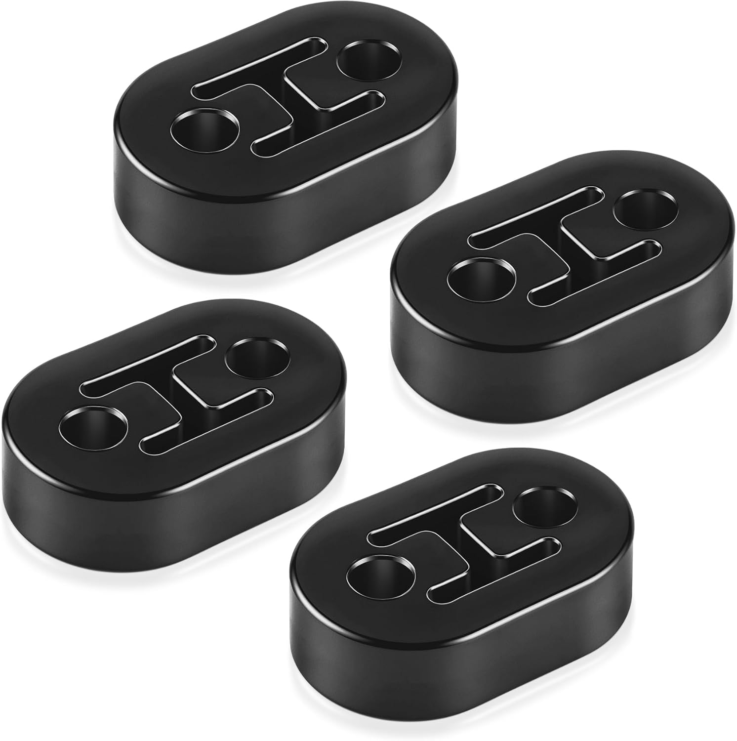 SINGARO Rubber Exhaust Hanger, Muffler Exhaust System, Heavy Insulator Support Bushing Installation, 2 Holes 0.47 Inch, High-Density Tailpipe Damping Hanger (4PCS Black)