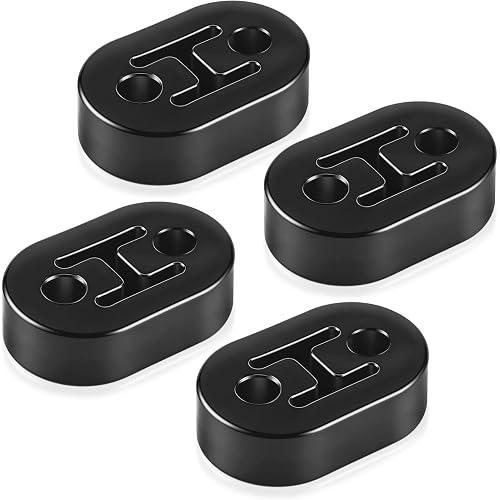 SINGARO Rubber Exhaust Hanger, Muffler Exhaust System, Heavy Insulator Support Bushing Installation, 2 Holes 0.47 Inch, High-Density Tailpipe Damping Hanger (4PCS Black)