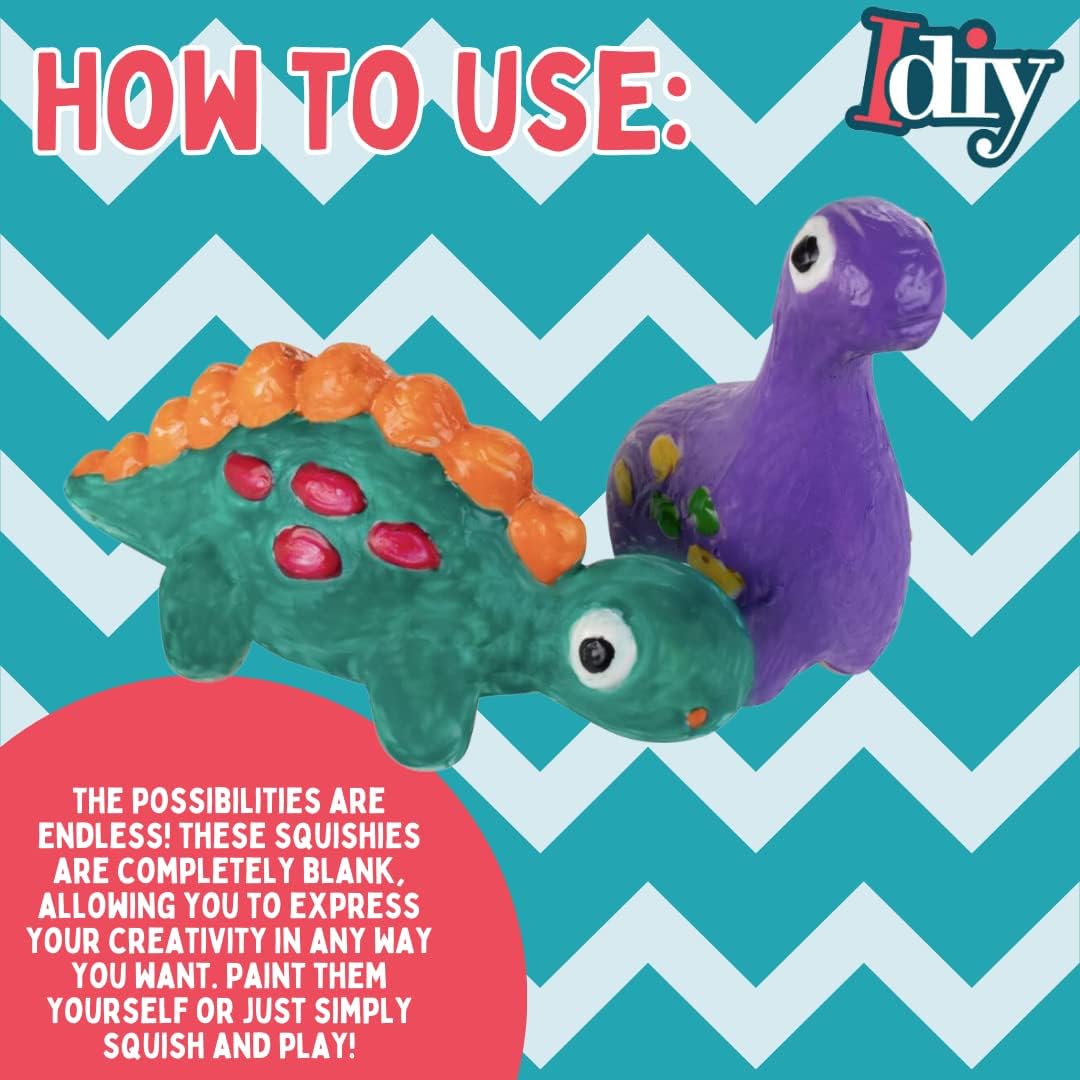 Jumbo Dinosaur Squishy Toys - 12 Different Dino Shapes (4–6") Slow Rising, Soft & Scented - Paint Your Own Kawaii Squishies - Valentine Gifts for Kids, Stress Relief, Birthday & Classroom Party Favors