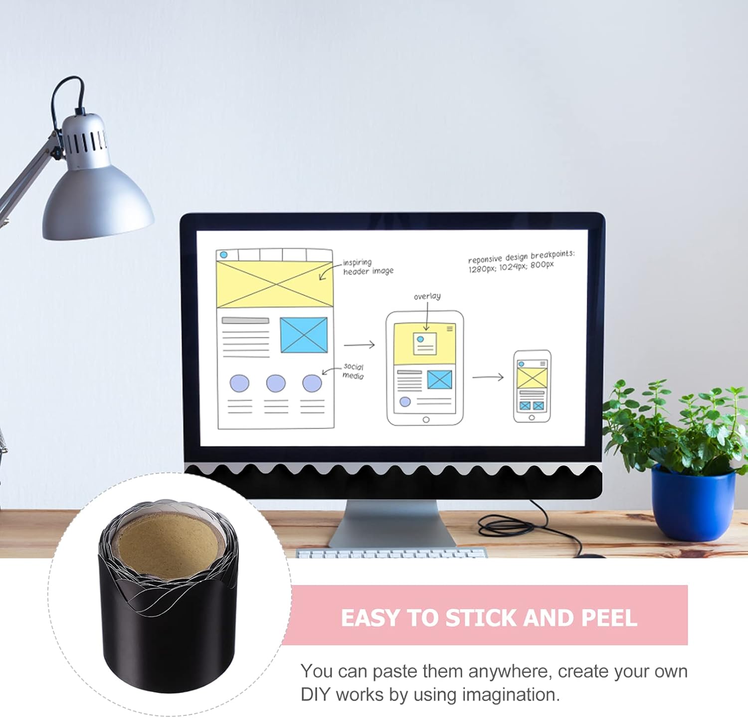 Exceart 掲示板国境スカラップ圧延ボーダートリム掲示板ボーダーステッカーボードの装飾掲示板デスクロッカーディスプレイスクーリング教室装飾5メートル 沸騰ブラドン