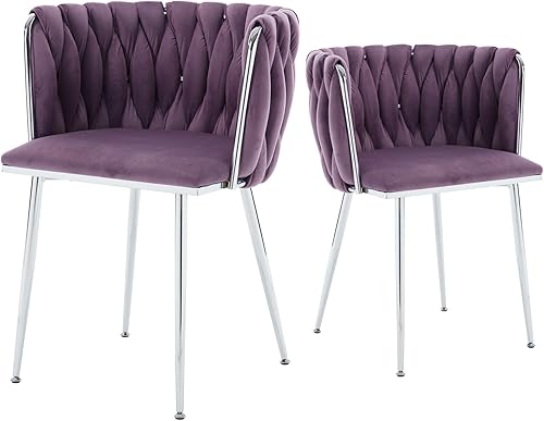 Juego de 2 sillas de comedor de terciopelo morado, sillas tapizadas para cocina y comedor, sillas de lujo para ocio, sillas de acento modernas,