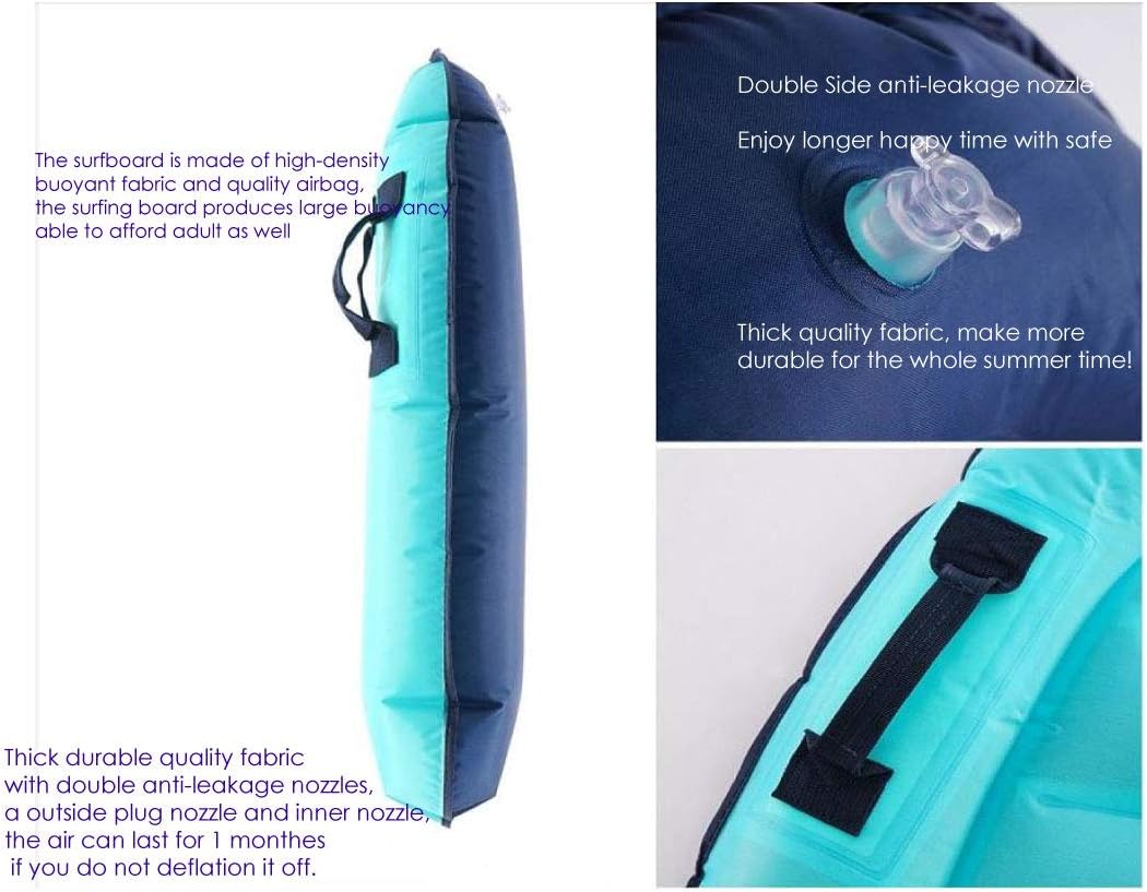 4 EVER Inflatable Surf Body Board with Handles, Lightweight Swimming Floating Surfboard Aid Mat Learn to Swim, Beach Safety Theme Surfing Swimming Summer Water Fun Toy for Both Kids and Adult : Toys & Games