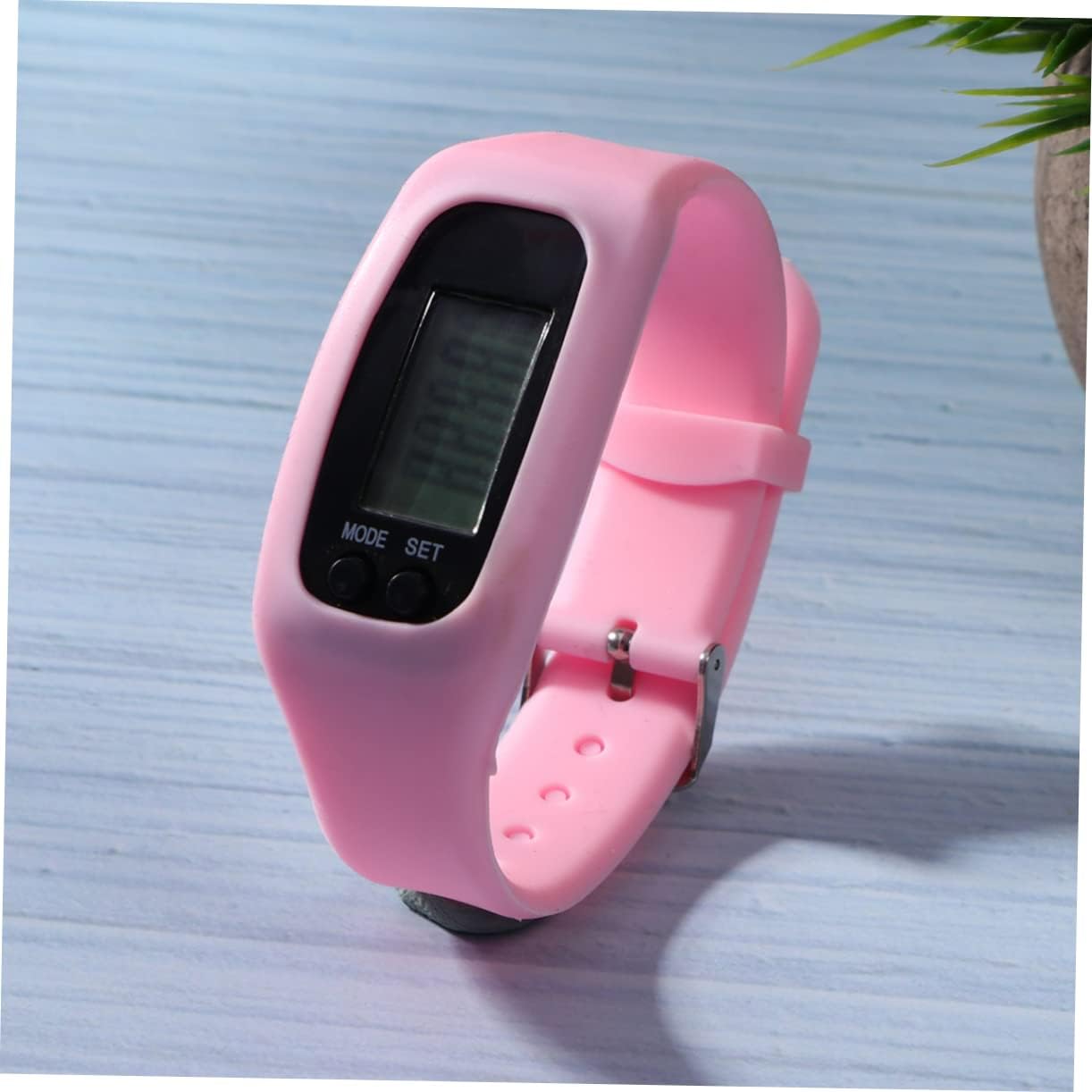 1Pc Pink Silicone Sports with Pedometer for Running and Walking Detachable Band Portable Fitness for Hiking Camping and Daily Use