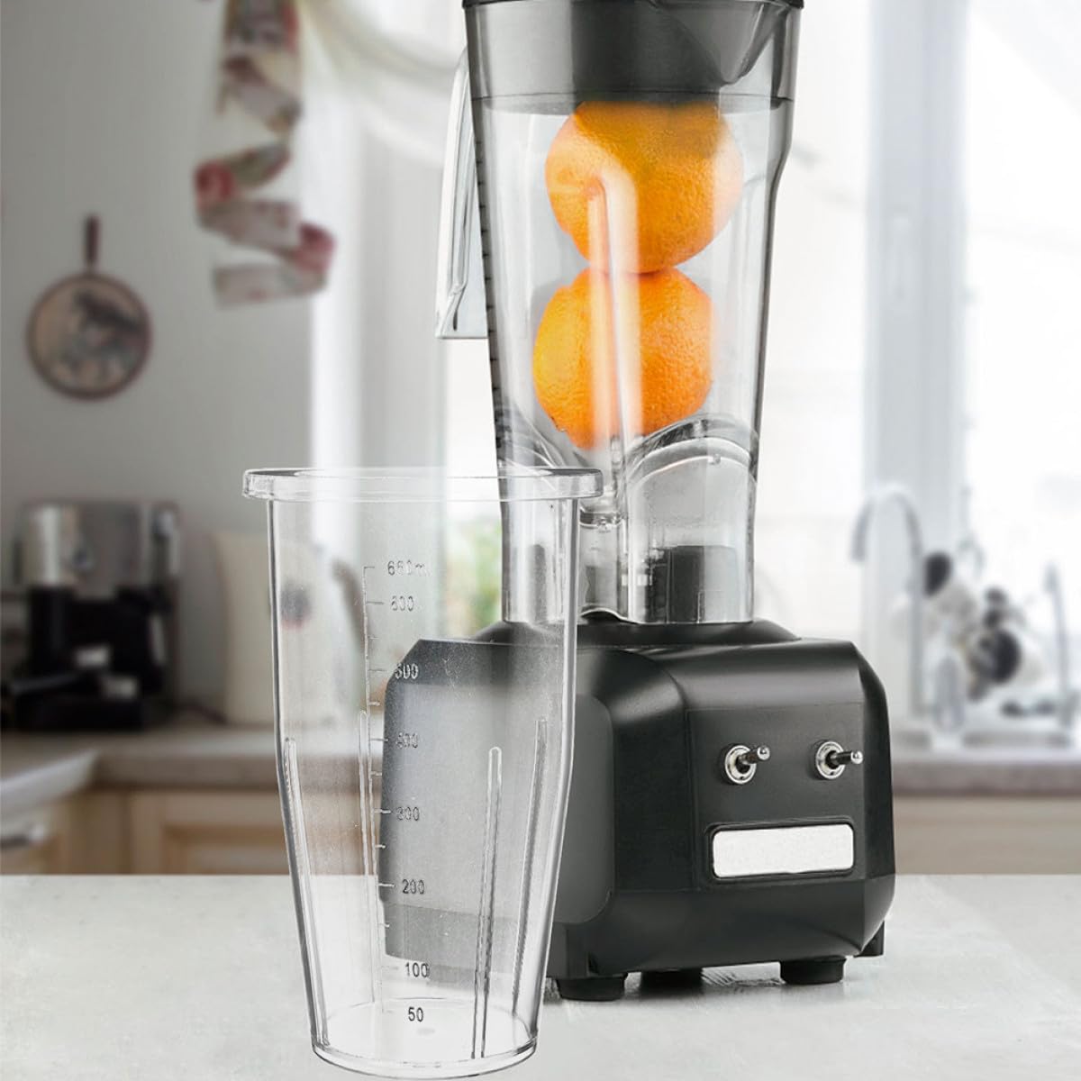 Set 2 Pezzi Tazze Miscelatrici in PC da 650ml con Graduazione, Accessori Versatili per Frullatori, per Smoothies e Uso Quotidiano