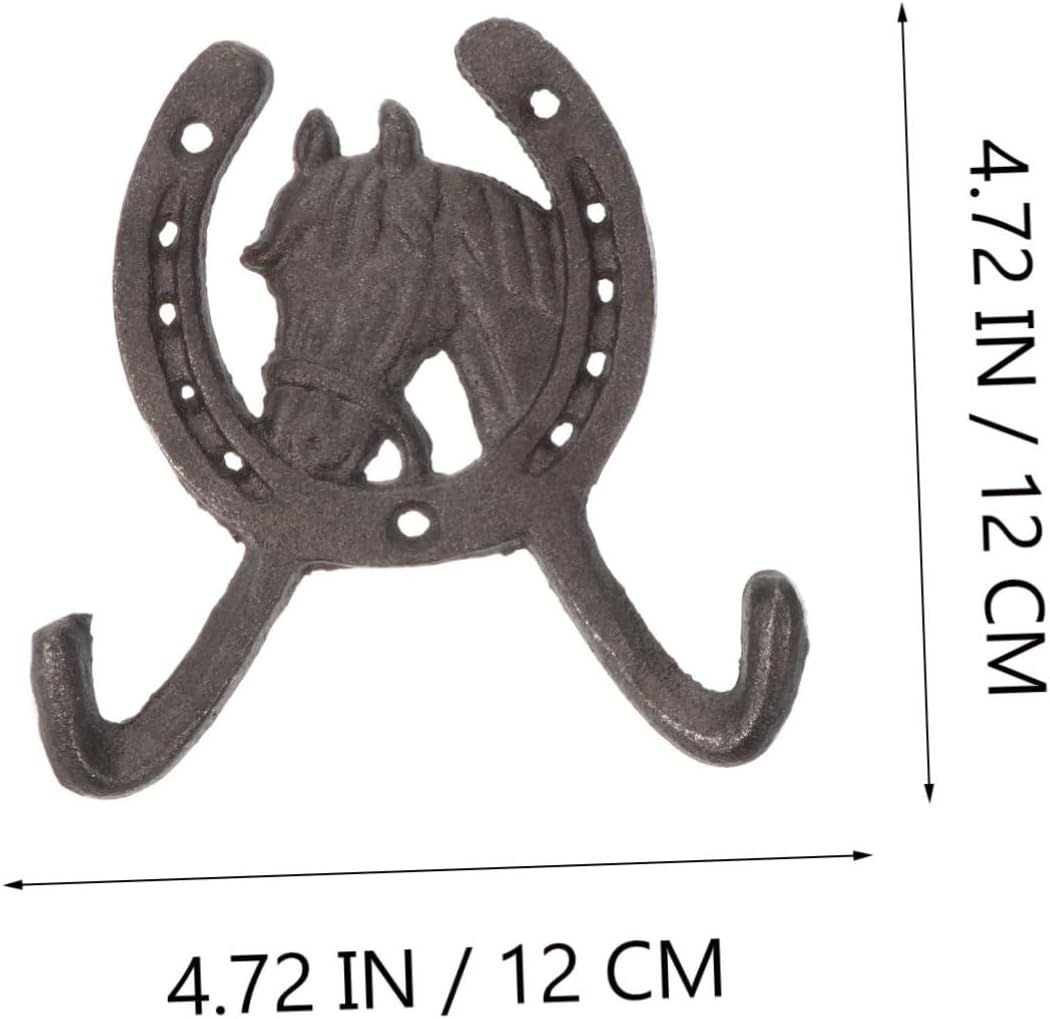 Cabilock 2pcs Vintage Horseshoe Shaped Wall Hooks Cast Coat Hangers for Home Decor Rustic Double for Easy Clothing and Accessory Organization image 5