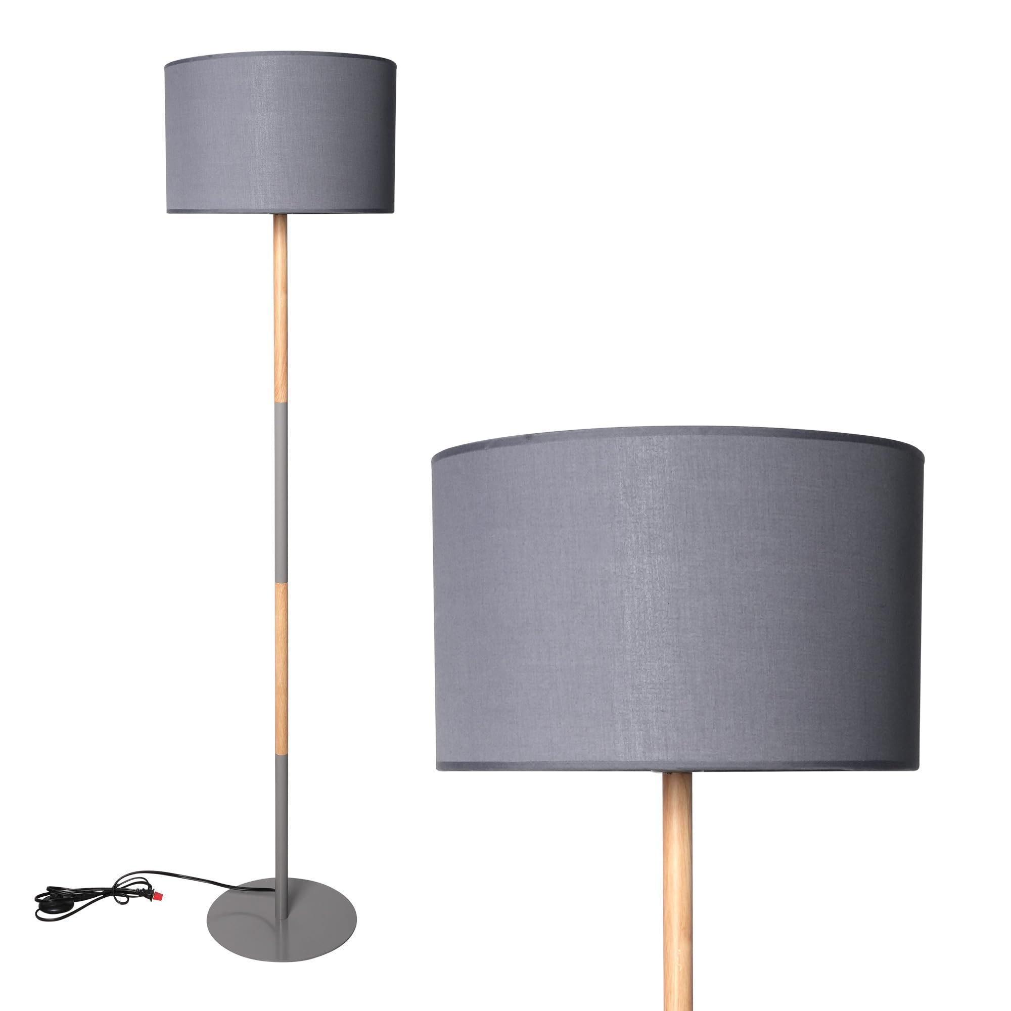 Standing Floor Lamp, Modern Tall Grey Floor Lamps with Foot Switch ...