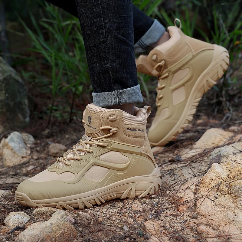 New Men Quality Brand Leather Boots Tactical Desert Combat Boots Men's Outdoor Hiking Shoes Work Safty Ankle Boot