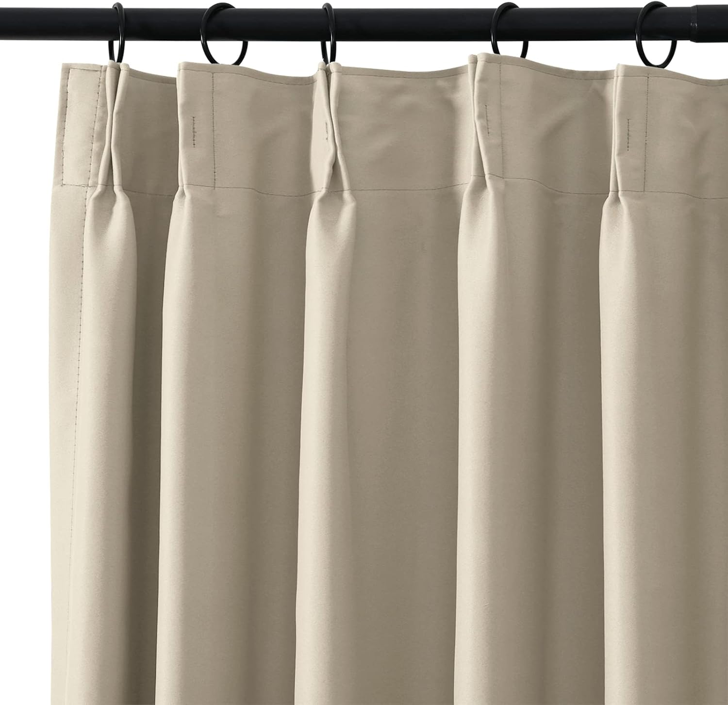 ChadMade Pinch Pleated Curtain 52W x 96L Inch Solid Thermal Insulated Blackout Patio Door Panel Drape for Traverse Rod and Track, Beige (1 Panel)