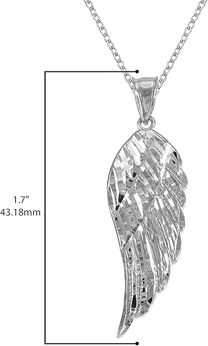 Miniatura 3 de Claddagh Gold Religious Jewelry - Colgante de plata de ley 925 con textura de ala de ángel (mediano) 1.7 pulgadas, Plata esterlina Metal Plata, No