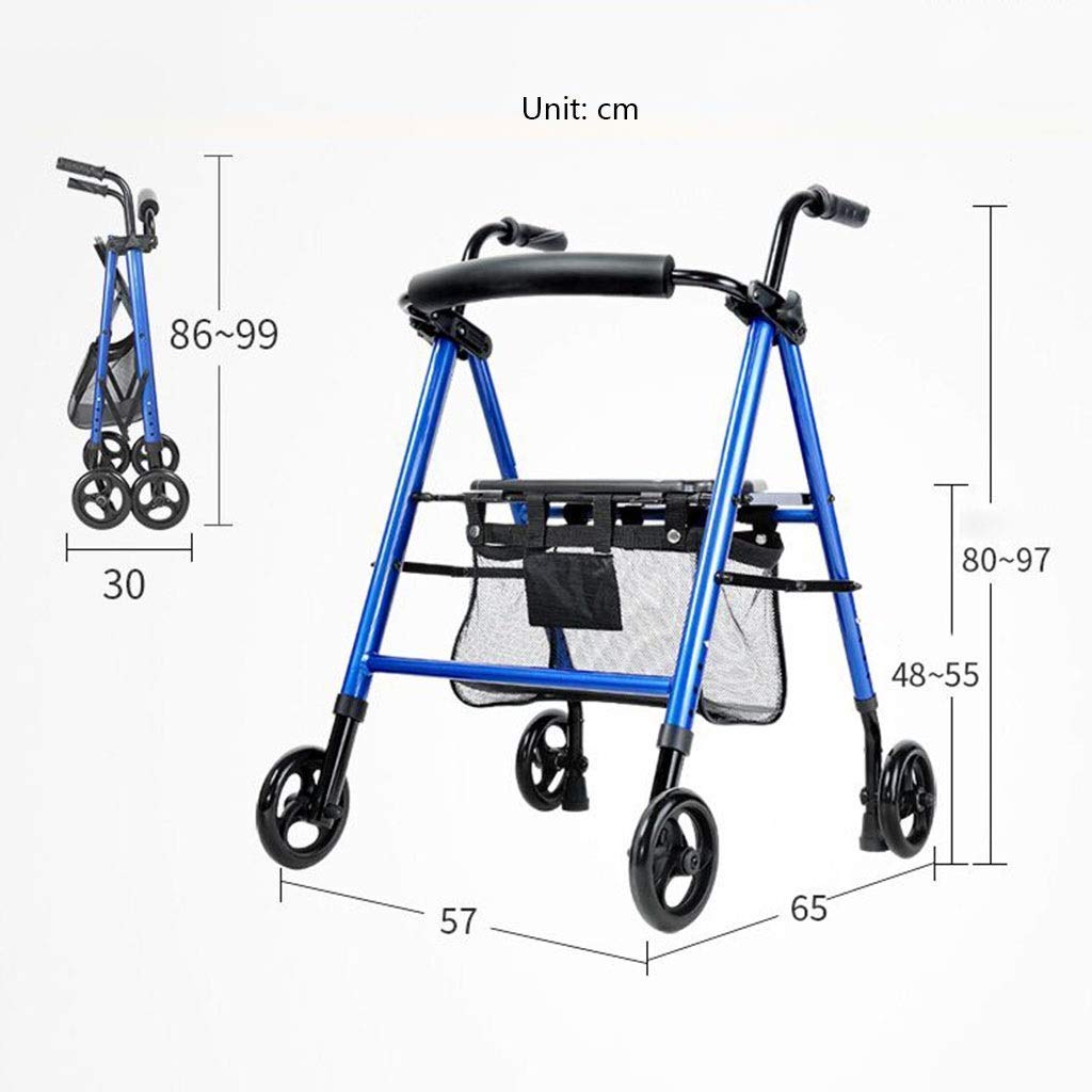 Andador, Andador con Asiento y Ruedas, Andador para Personas Mayores, Andador Ligero Plegable multifunción de Cuatro Ruedas para Ancianos Interesting