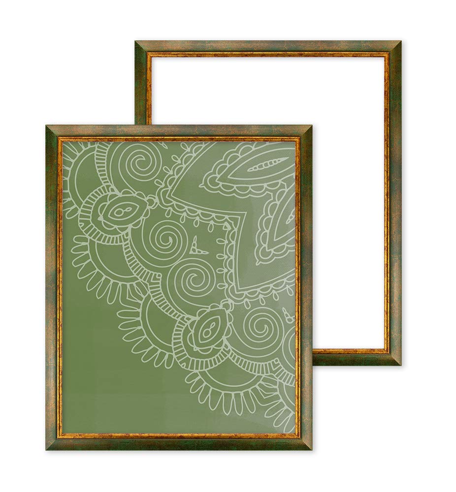 BIRAPA Palermo Bilderrahmen 50x70 cm Grün Gold - Antiker Vintage Rahmen