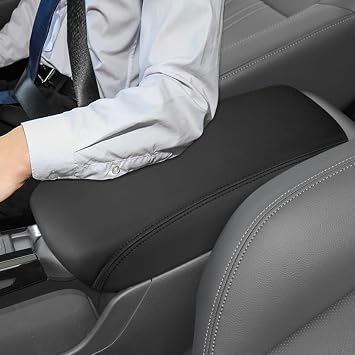INTGET Center Console Cover for 2026 Honda HRV/HR-V Accessories 2023 2024 2025 Leather Car Armrest Arm Rest Box Lid Middle Console Seat Cover Protector (Black Stitches, 2023+)