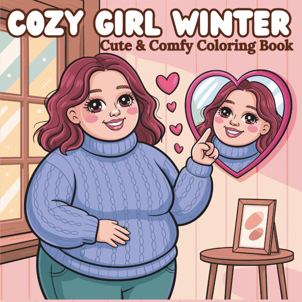 Cozy Curvy Girl Winter Cute and Comfy, Self-Love Coloring Book