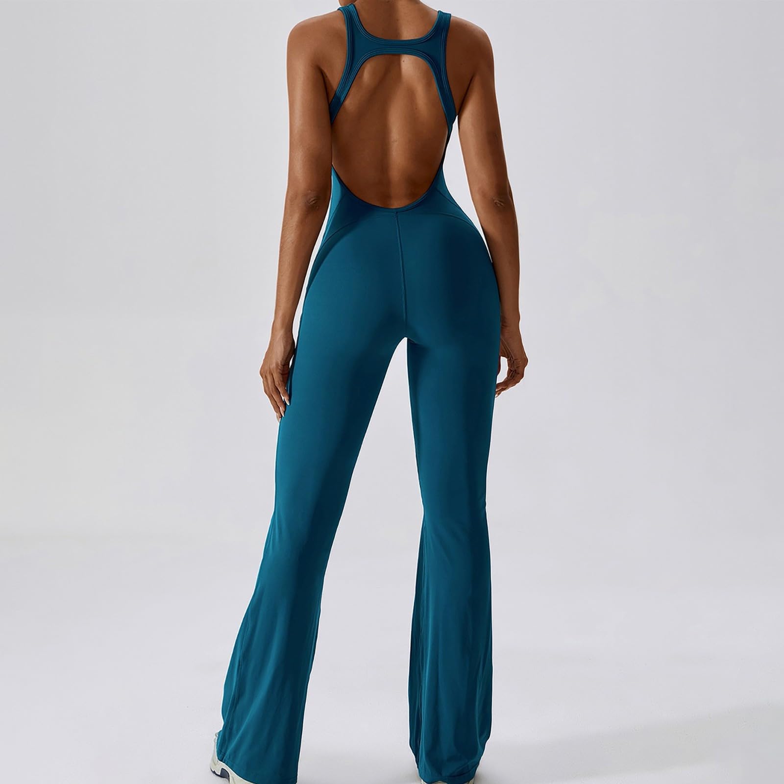 Jumpsuit Donna Palestra Lunga Modellante Glutei a Push Up con Canotta e Pantaloni Zampa Tuta Intera Sportiva Aderente Veloce Asciugante Elegante Tutina Yoga Pilates Danza Aerea Body Fitness Comodo