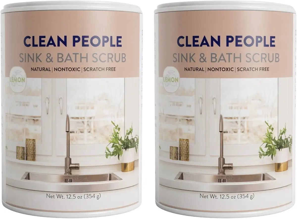 Clean People All Natural Sink &amp; Bath Scrub - Gently Scrub Away Tough Stains, Grease &amp; Grime, Buffs Scratches &amp; Eliminates Odors - 2 Pack, Citrus Scent