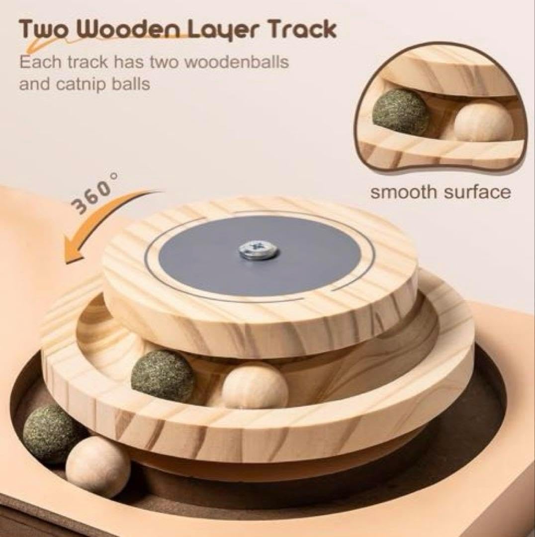 MEWOOFUN猫用 おもちゃ ボール 遊び 回転レール 3段 2層