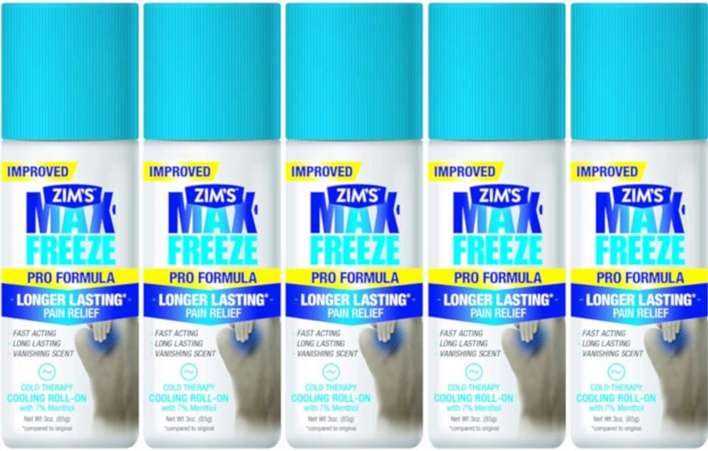 Zim's Max Freeze Pain Relief Roll On, 3 Ounces (Value Pack of 5)