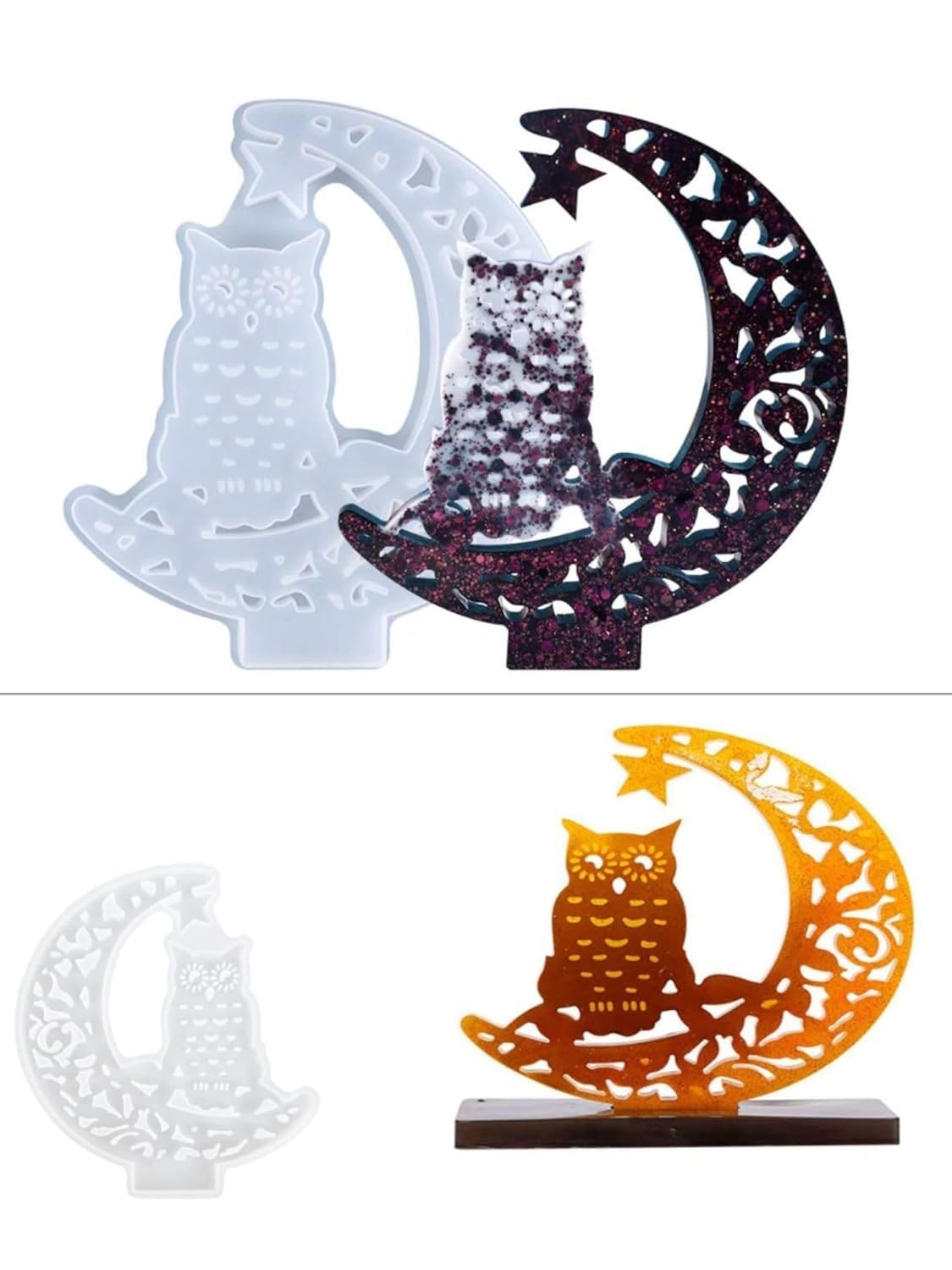 EnaMeena 1-Pack Popular Moon Cat Silicone Molds for Epoxy Resin Casting. Ideal for DIY Wall Art, Crafts, Home Decor Projects, and Creative Table Decorations. 1