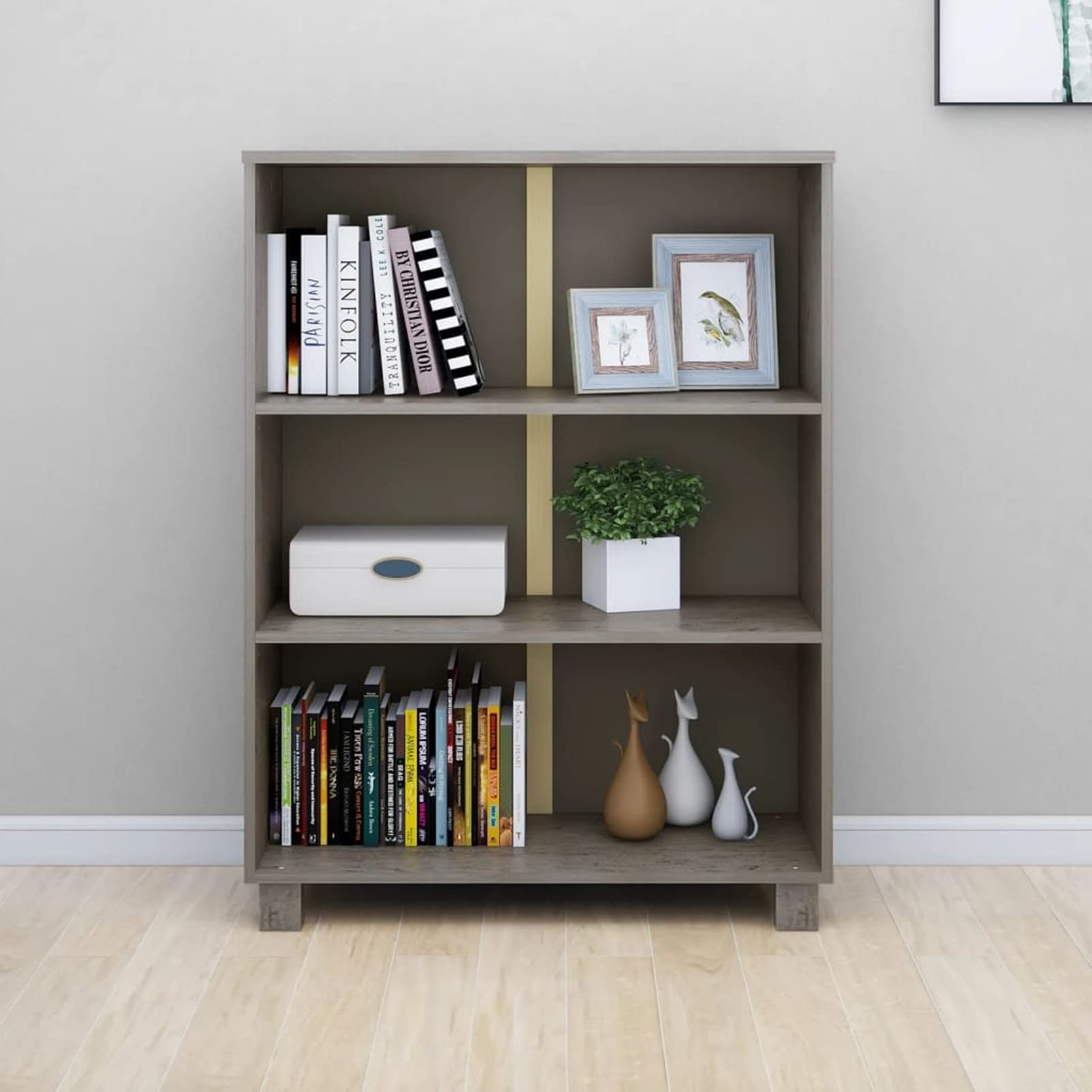 ZEYUAN Bibliothèque pour livres, bibliothèque étagères, bibliothèque de livres, étagères pour chambre jeune, meubles étagères, bois de pin gris clair 85 x 35 x 112 cm