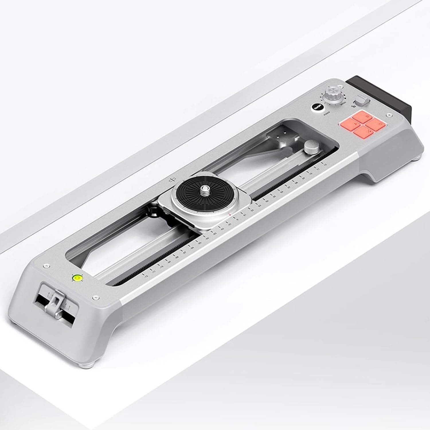 Slider motorizzato per fotocamera con carrello panoramico a 125°, controllato da app per time-lapse e video, controllo della velocità di precisione, supporta 2,5-5 kg per riprese fluide