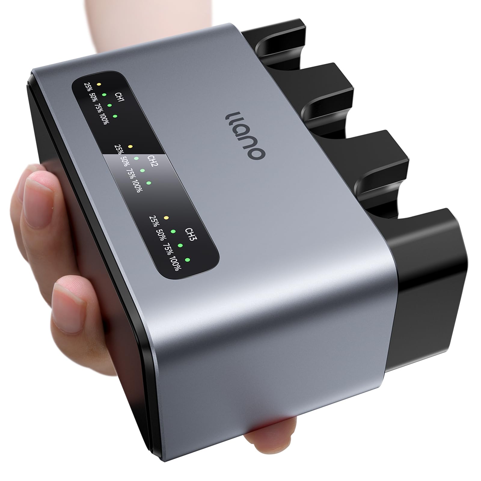 llano EN-EL15C Battery 30W 3-Slot Fast Charger for Nikon Z8, ZR, Z7II, Z5II, ZF, Z6III, D850, Z7, Z6II, Z6, D7500, D750, D7200, Heat Dissipation