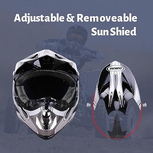 Miniatura 2 de Casco de Motocross para Bicicleta de Tierra para Adultos con Gafas, Guantes y Máscara - DOTFMVSS-218 Casco Todoterreno para Motocicleta y ATV con