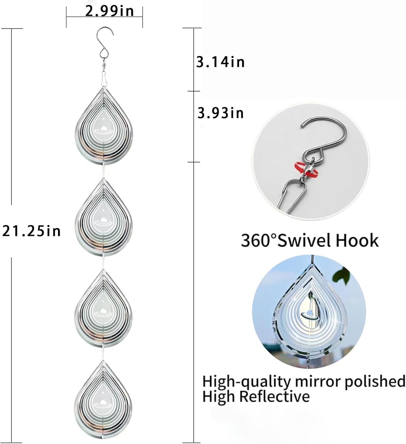 Metal Wind Spinner Outdoor, Hanging Metal 3D Animations Wind Sculptures Decoration Anti-Rust Kinetic Bird Repellent for Yard Art Lawn Balcony Garden Holiday Mom Gifts