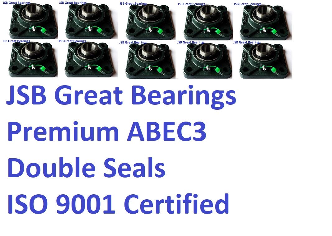 (Qty.10) Premium UCF207-22 Double Seals ABEC3 Square Flange Bearings 1-3/8 bore UCF207 22