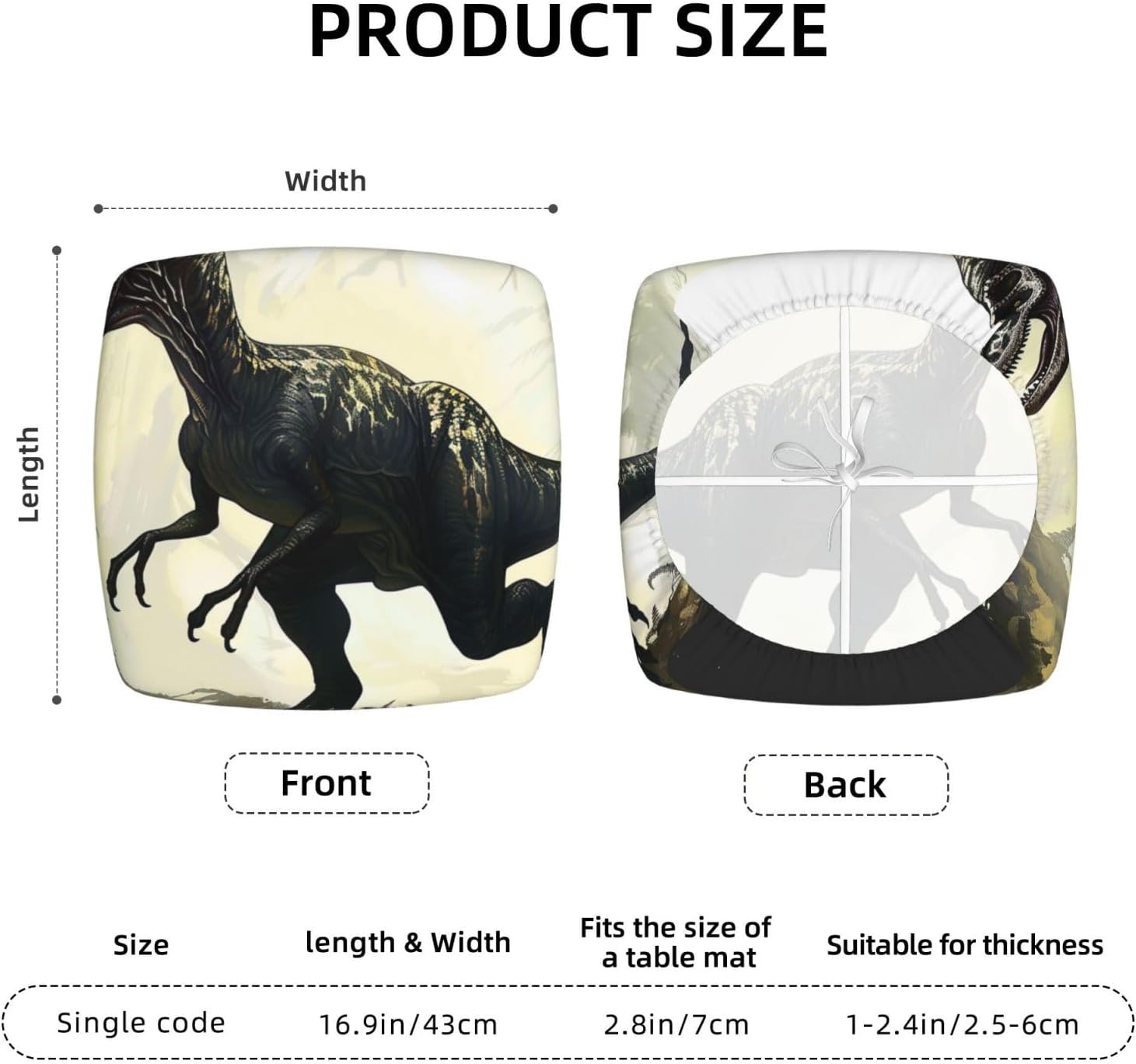 Velociraptor Dinosaur Print Square Cushion Covers 6 Pcs Set Elastic Non-Slip Seat Cushion Slipcovers Pet Furniture Protectors for Chair, Sofa