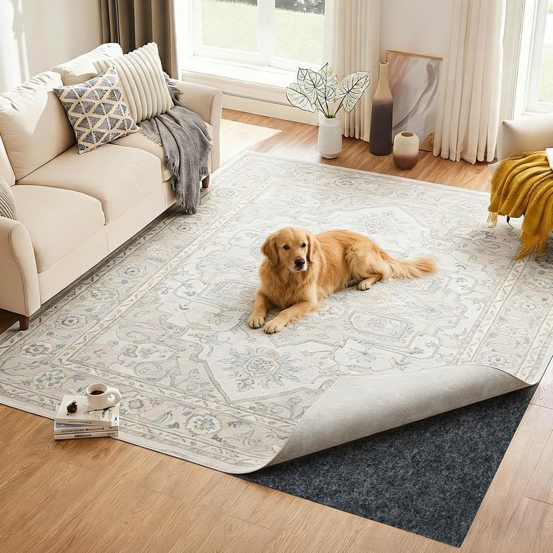 2x3 Ft Non Slip Rug Pad, Dual Surface Felt and Rubber Gripper Backing, 1/4 inch Thick Carpet Liner for Hardwood Floors, Under Area Rug Protective Cushioned Pads, Keep Rugs Safe and in Place