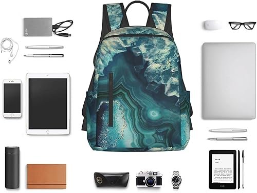 Miniatura 6 de Los libros imprimen la mochila simple y ligera del ocio, la mochila de moda del viaje de los hombres y de las mujeres, Azul aguamarina brillante.,