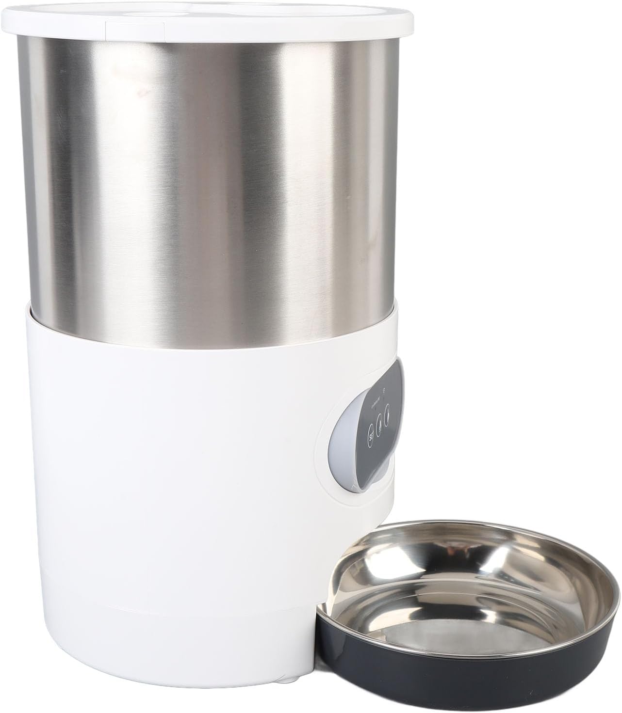 Automatic Cat Feeder, 4L Timed Feeding Double Bowls Stainless Steel Pet Food Dispenser with Control, for Cats and Dogs