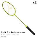 Hundred Powertek 200 (2 Strung Rackets with 1 Full Cover) with 3Pc Aura Nylon Shuttlecocks, Badminton, Neon Green gallery image