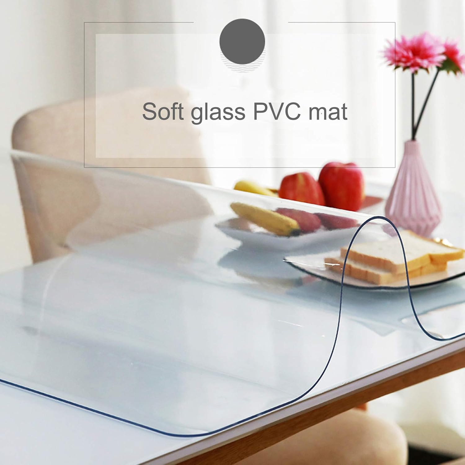 Heavy-Duty Waterproof Plastic Tablecloth Protector - Clear Soft PVC Cover, 2mm Thick, Rectangle/Square, Kids-Friendly, 63 (100x100cm/39x39in, 50x80cm)