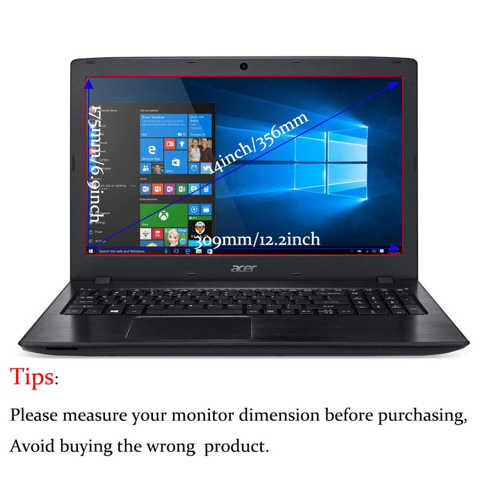 Pellicola protettiva anti luce blu per laptop da 14", durezza 9H, in vetro temperato per Asus/HP/Acer/Samsung/tutti i formati 16:9 con filtro fuori luce blu allevia l'affaticamento