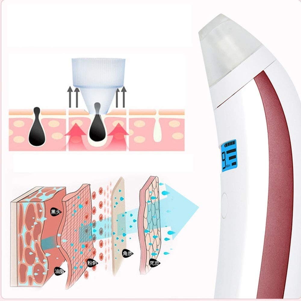 Black Vacuum Cleaner, Vacuum Pore Facial Removal Black, Portable Suction Tool USB Rechargeable Facial Pore Cleaner Suction