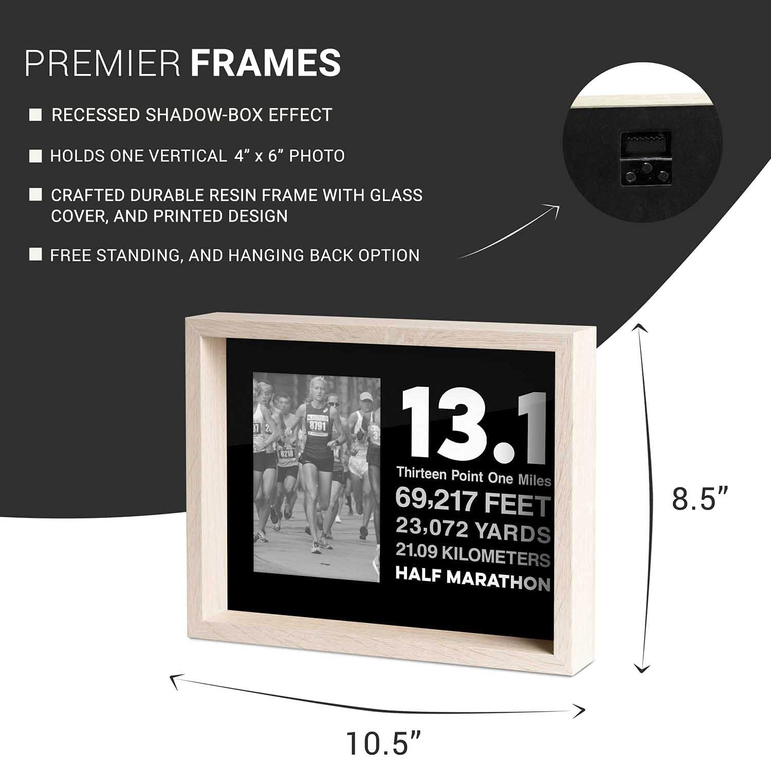 Gone For a Run Marathon Frame - Running Picture Frame - Holds 4x6 Photo - Desk or Wall Display - 13.1