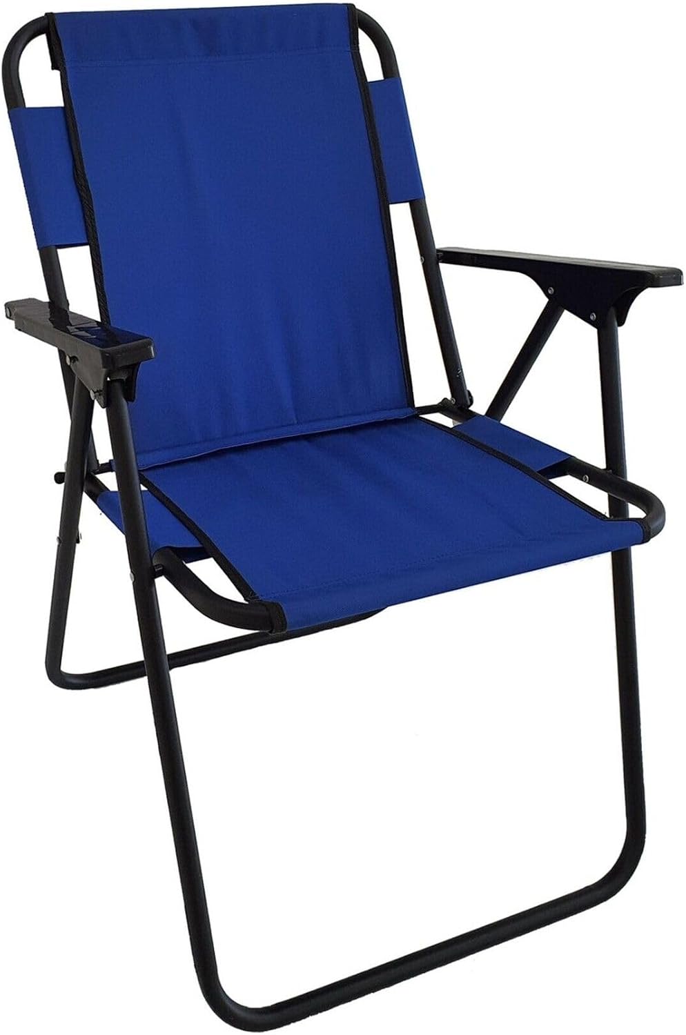 Bofigo Folding Camping Chair, Blue, 80x57x41 cm, Plastic Sleeves and Back Support