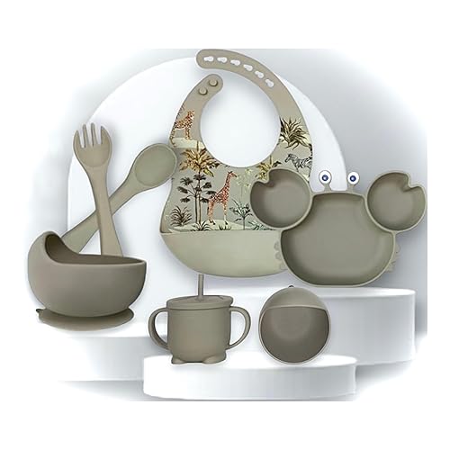 Miniatura 1 de 6 piezas Baby Essentials de silicona, suministros de destete LED para bebés, cuenco de ventosa, Platón dividido para Bebe, babero ajustable, taza,